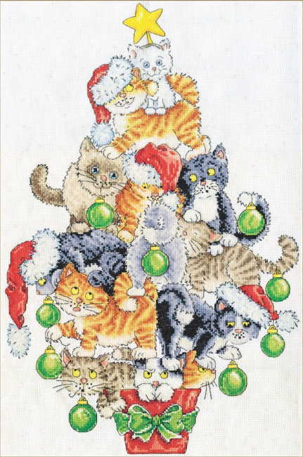 Christmas Cat Tree Cross Stitch Kit by Design Works