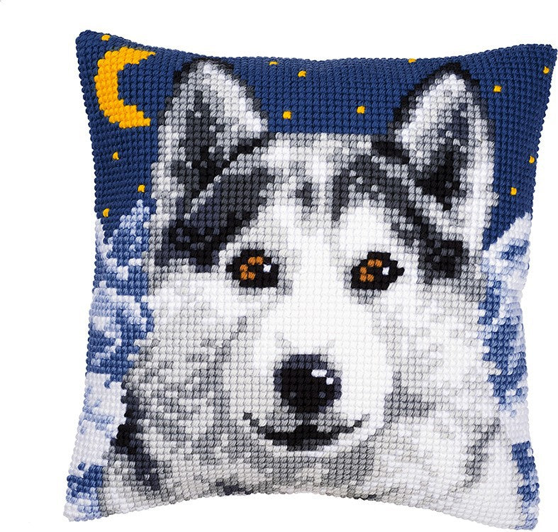 Wolf Printed Cross Stitch Cushion Kit by Vervaco
