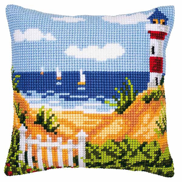 Lighthouse Printed Cross Stitch Cushion Kit by Vervaco