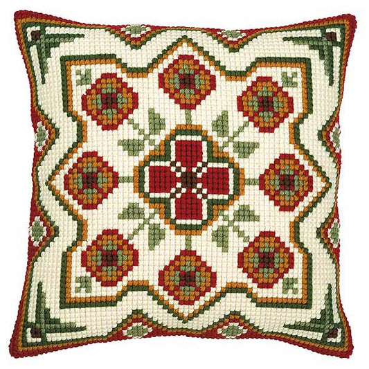 Geometric Pattern Printed Cross Stitch Cushion Kit by Vervaco