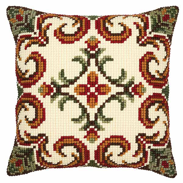 Geometric Pattern Printed Cross Stitch Cushion Kit by Vervaco