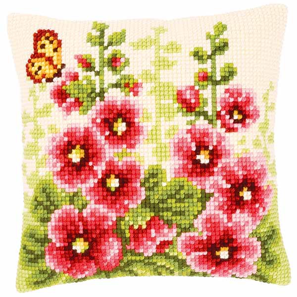 Delphiniums Printed Cross Stitch Cushion Kit by Vervaco