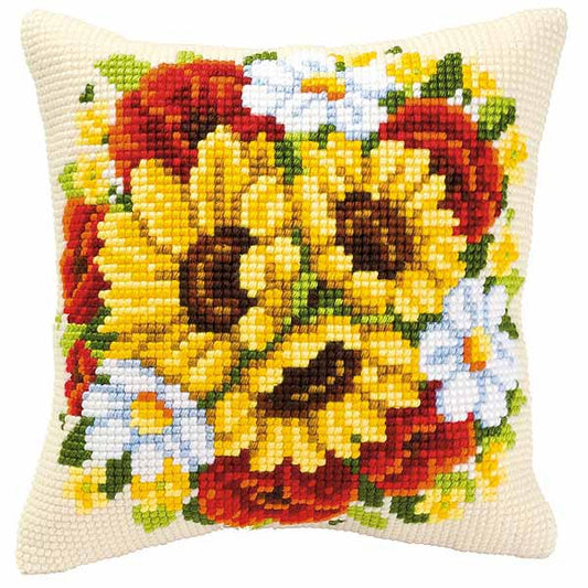 Floral Posy&nbsp;Printed Cross Stitch Cushion Kit by Vervaco