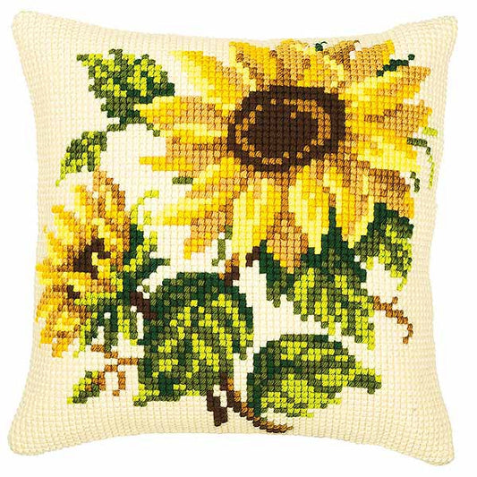 Sunflowers Printed Cross Stitch Cushion Kit by Vervaco