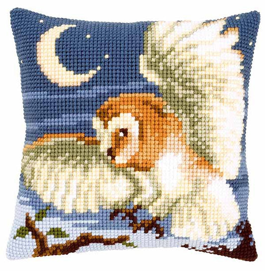 Night Owl Printed Cross Stitch Cushion Kit by Vervaco