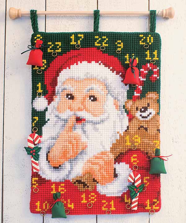 Santa Advent Calendar Printed Cross Stitch Kit by Vervaco