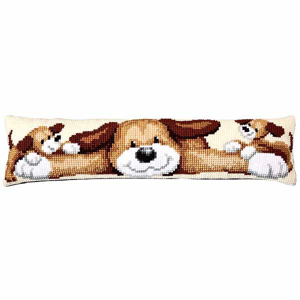 Playful Dog Cross Stitch Draught Excluder Cushion Kit By Vervaco