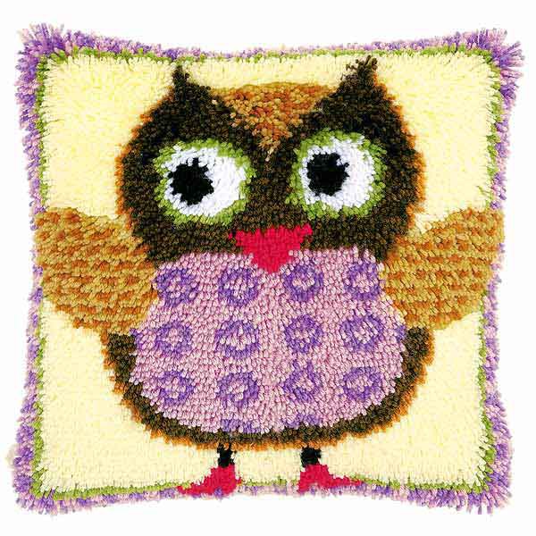 Miss Owl Latch Hook Cushion Kit By Vervaco
