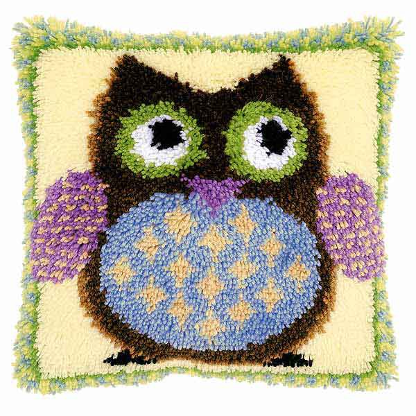 Mr Owl Latch Hook Cushion Kit By Vervaco