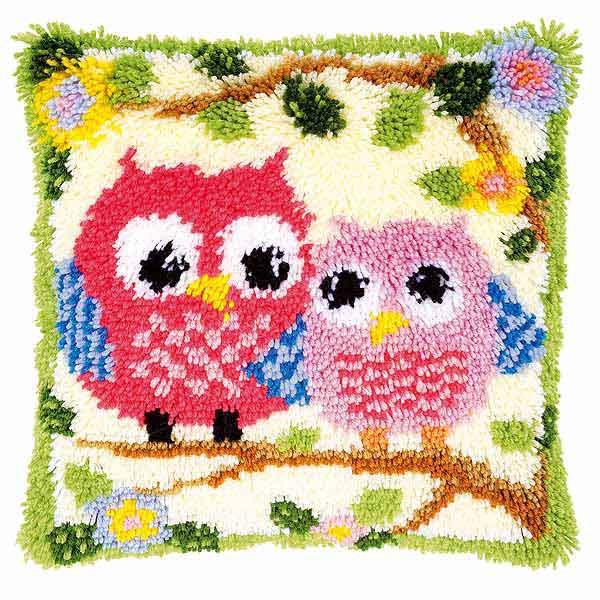 Owls Latch Hook Cushion Kit By Vervaco