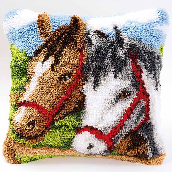 Ponies Latch Hook Cushion Kit By Vervaco