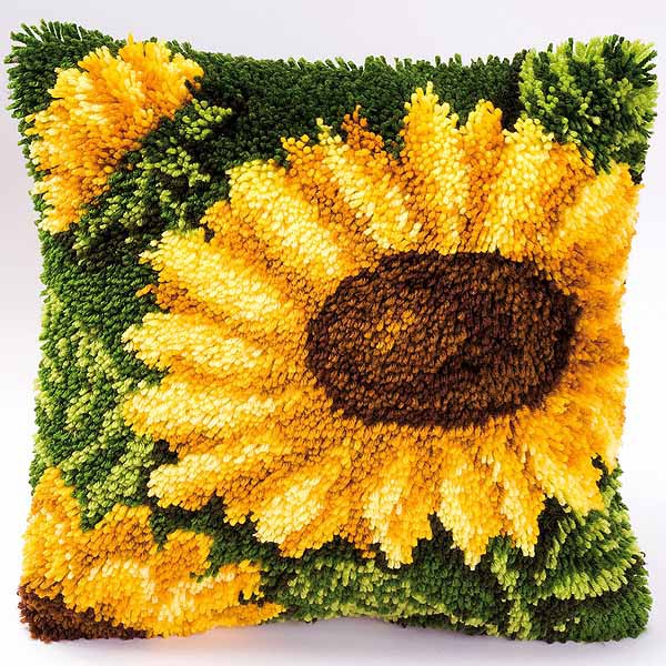 Sunflower Latch Hook Cushion Kit By Vervaco
