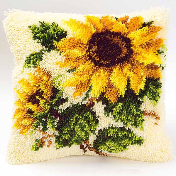 Sunflowers Latch Hook Cushion Kit By Vervaco