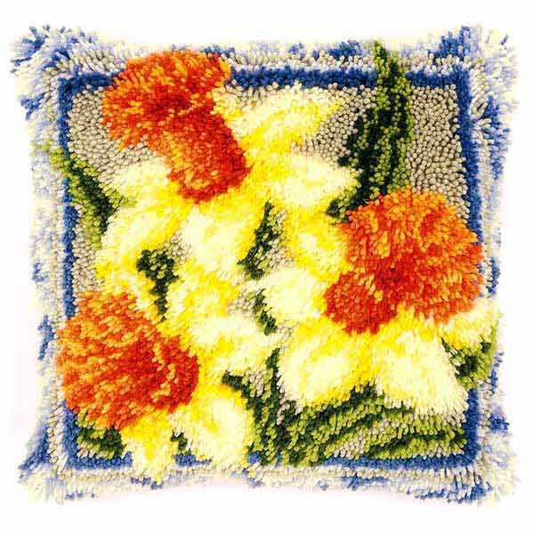 Daffodils Latch Hook Cushion Kit By Vervaco