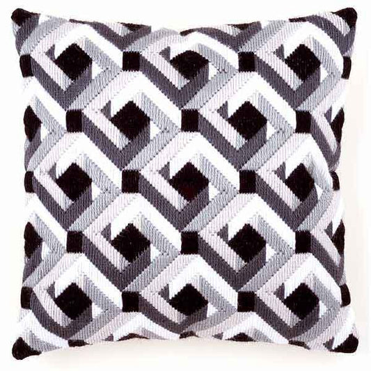 Black and White Long Stitch Cushion Kit By Vervaco