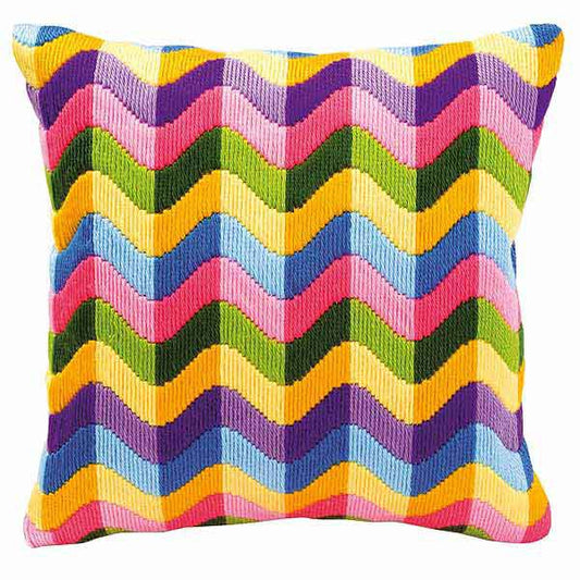 Colour Waves Long Stitch Cushion Kit By Vervaco