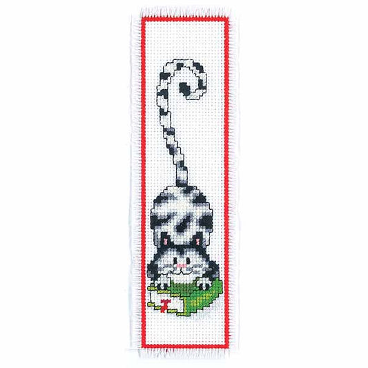 Black and White Cat Bookmark Cross Stitch Kit By Vervaco