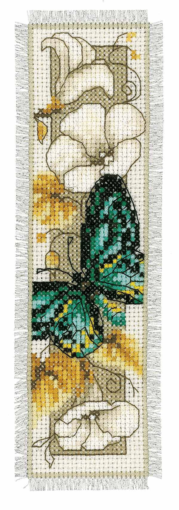 Blue Butterfly Bookmark Cross Stitch Kit By Vervaco