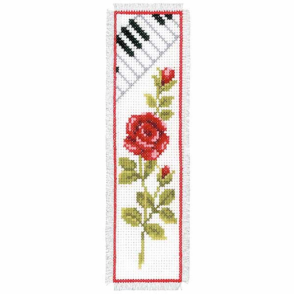 Rose and Piano Bookmark Cross Stitch Kit By Vervaco