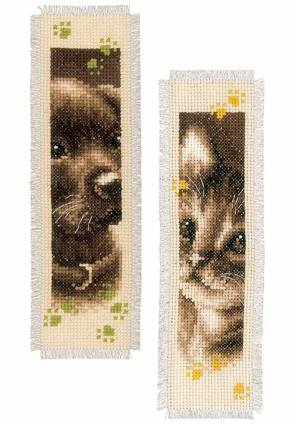 Cat and Dog Bookmark Cross Stitch Kit By Vervaco
