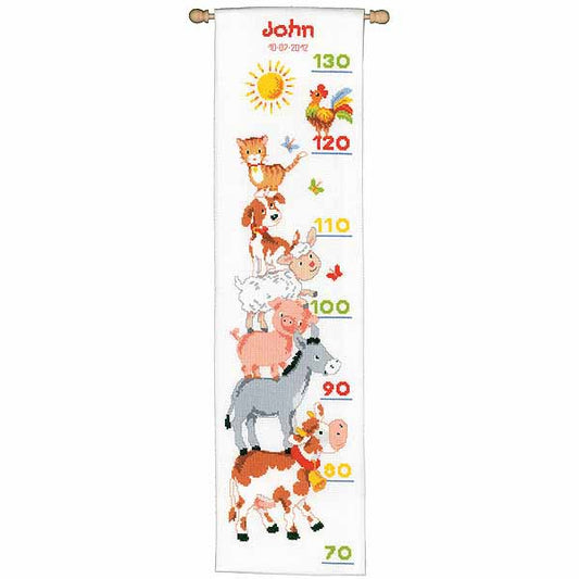 Farm Animals Height Chart Cross Stitch Kit By Vervaco