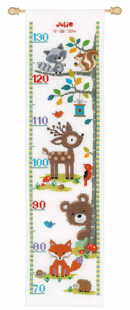 Forest Animals Height Chart Cross Stitch Kit By Vervaco