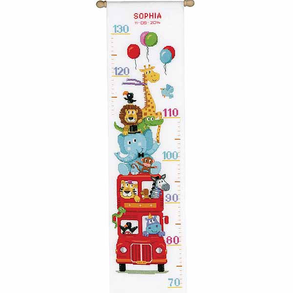 Funny Bus Height Chart Cross Stitch Kit By Vervaco