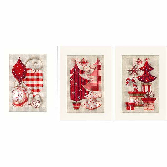 Baubles and Trees Cross Stitch Christmas Card Kit By Vervaco