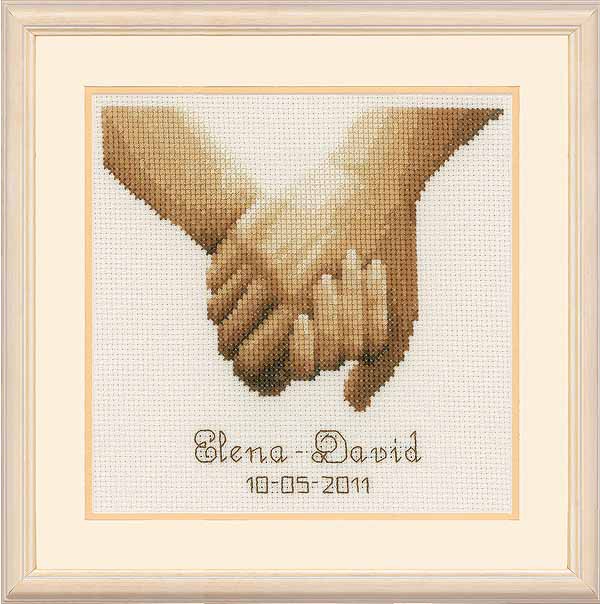 Holding Hands Wedding Sampler Cross Stitch Kit By Vervaco