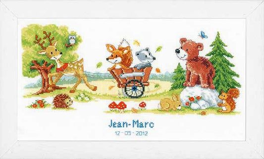 Animal Fun Birth Sampler Cross Stitch Kit By Vervaco