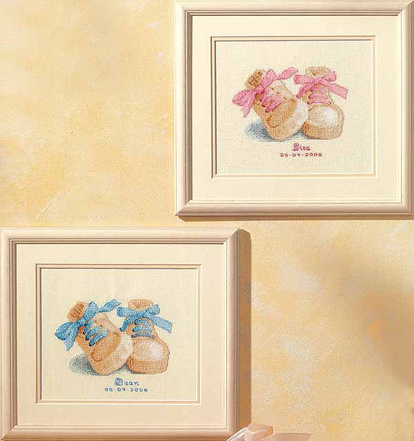 Baby Booties Birth Sampler Cross Stitch Kit By Vervaco
