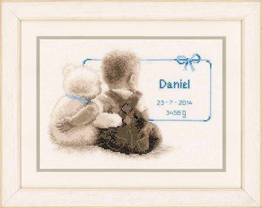 Cuddle Teddy Birth Sampler Cross Stitch Kit By Vervaco
