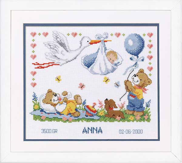 New Arrival Birth Sampler Cross Stitch Kit By Vervaco