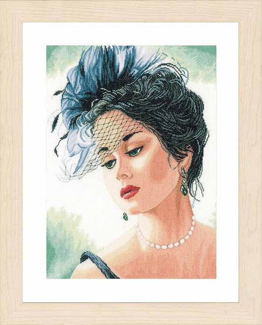 Lady with Hat Cross Stitch Kit By Lanarte