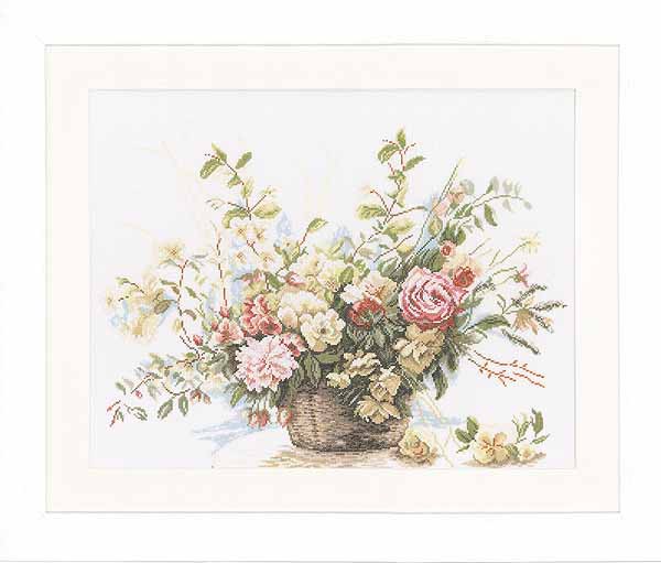 Basket of Roses Cross Stitch Kit By Lanarte