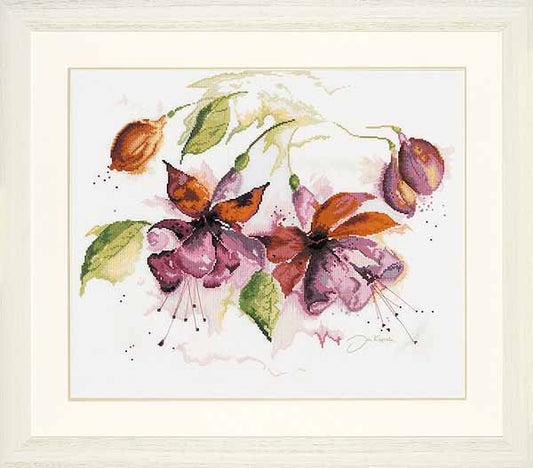 Fuchsia in Watercolour Cross Stitch Kit By Lanarte
