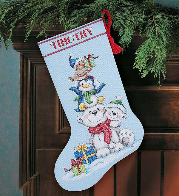 Stack of Critters Christmas Stocking Cross Stitch Kit by Dimensions