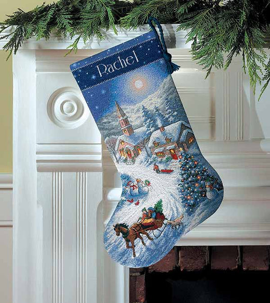 Sleigh Ride at Dusk Christmas Stocking Cross Stitch Kit by Dimensions