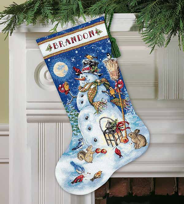 Snowman and Friends Christmas Stocking Cross Stitch Kit by Dimensions