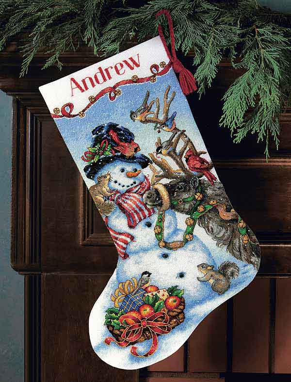 Snowman Gathering Christmas Stocking Cross Stitch Kit by Dimensions
