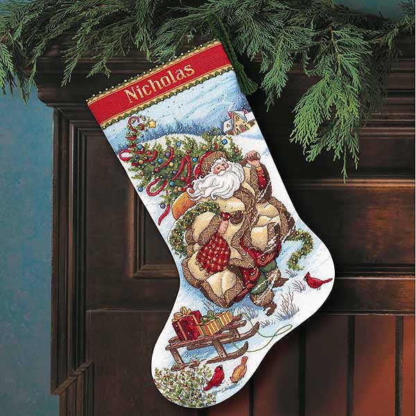 Santa's Journey Christmas Stocking Cross Stitch Kit by Dimensions
