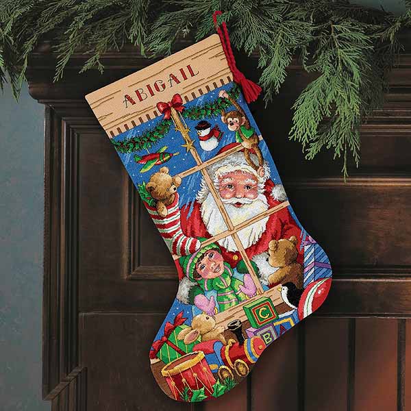 Santa's Toys Christmas Stocking Cross Stitch Kit by Dimensions