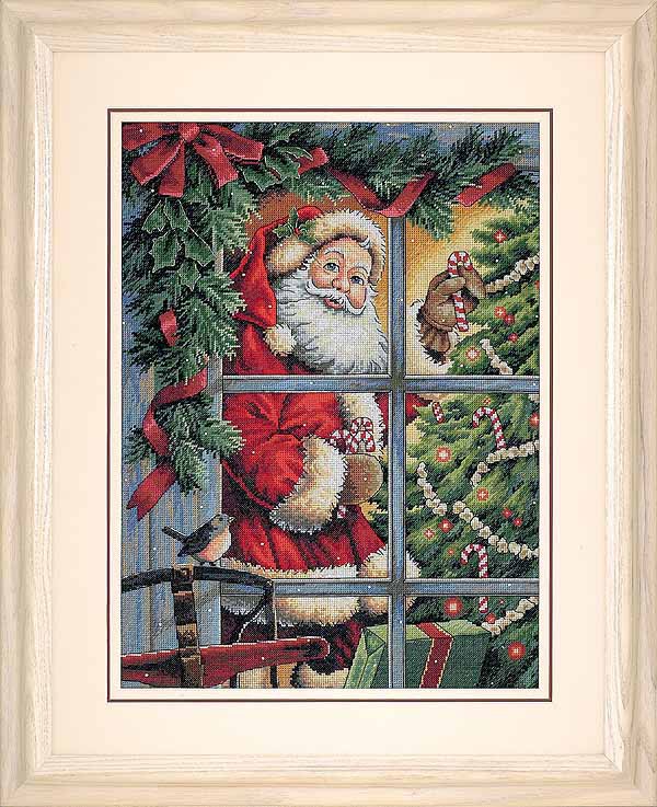Candy Cane Santa Cross Stitch Kit by Dimensions