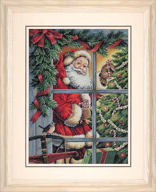 Candy Cane Santa Cross Stitch Kit by Dimensions