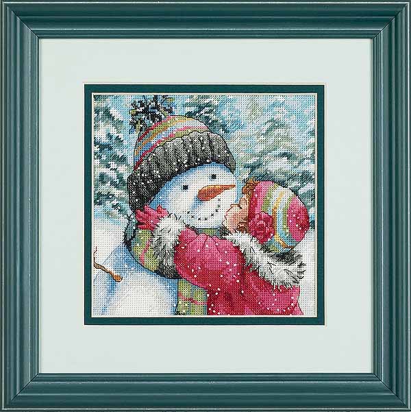 A Kiss for Snowman Cross Stitch Kit by Dimensions