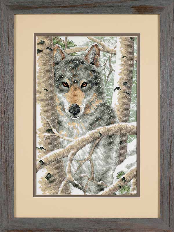 Wintry Wolf Printed Cross Stitch Kit by Dimensions