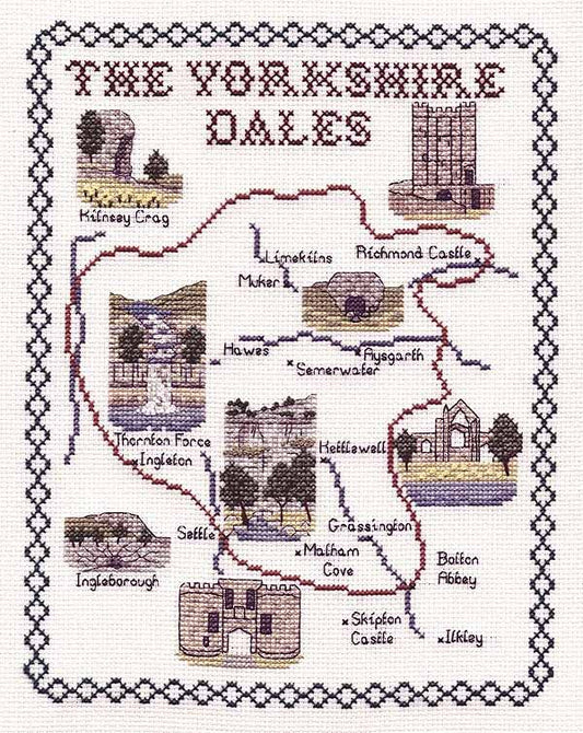 Yorkshire Dales Map Cross Stitch Kit by Classic Embroidery