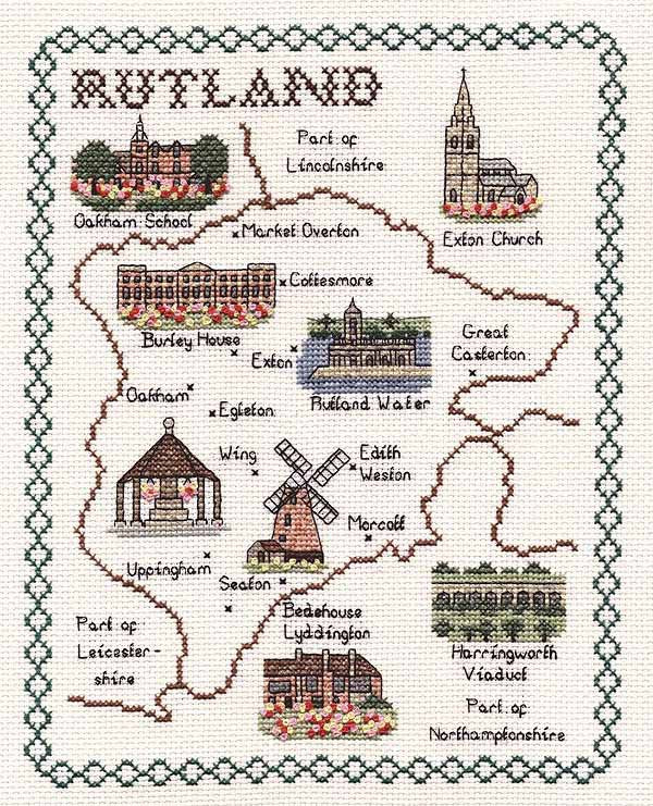 Rutland Map Cross Stitch Kit by Classic Embroidery