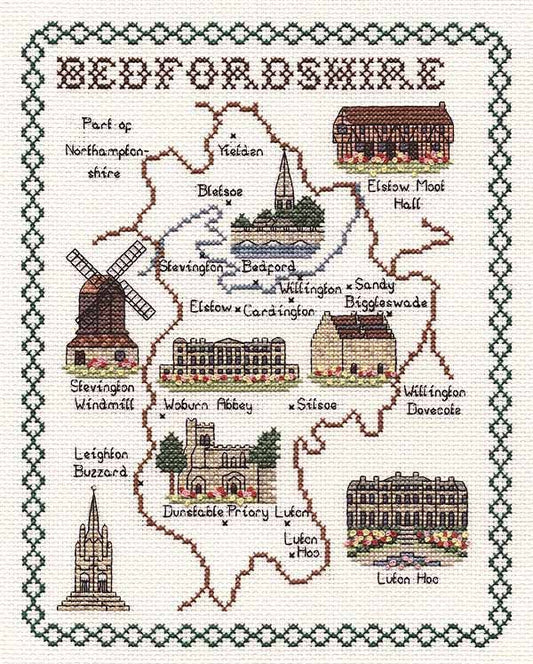 Bedfordshire Map Cross Stitch Kit by Classic Embroidery