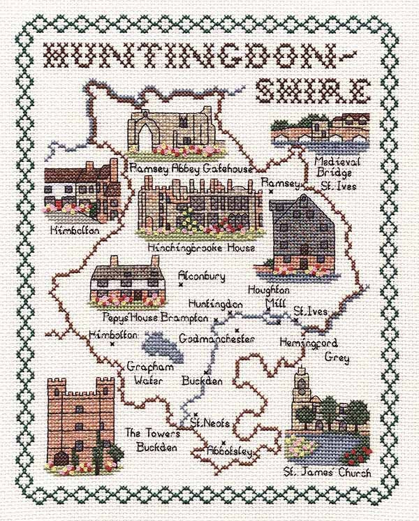 Huntingdonshire Map Cross Stitch Kit by Classic Embroidery